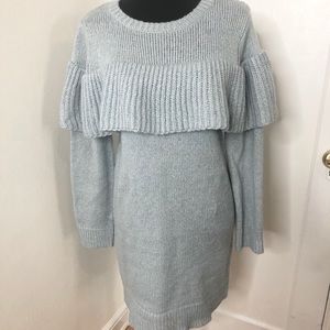 Baby blue ruffle knit sweater dress by asos